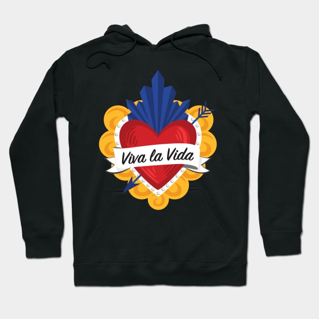 Mexican Sacred Heart / "Viva la Vida" Frida Kahlo's Quote in Spanish by Akbaly Hoodie by Akbaly